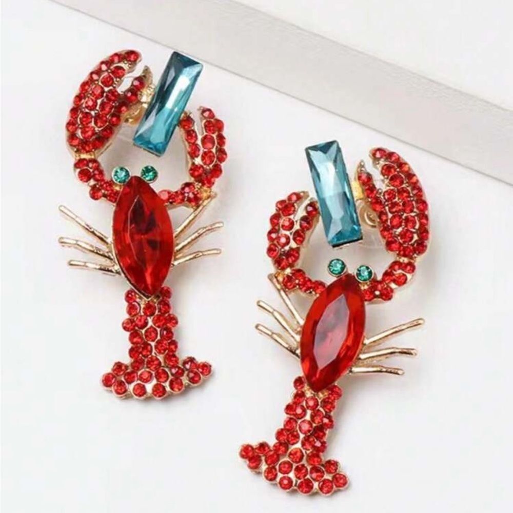 Elegant Red Lobster Earrings N981